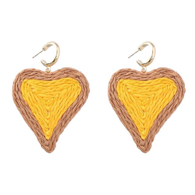 INS straw heart colorful earrings