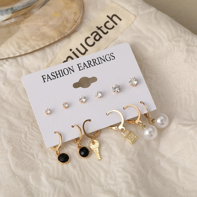 Vintage ear studs huggie earrings set