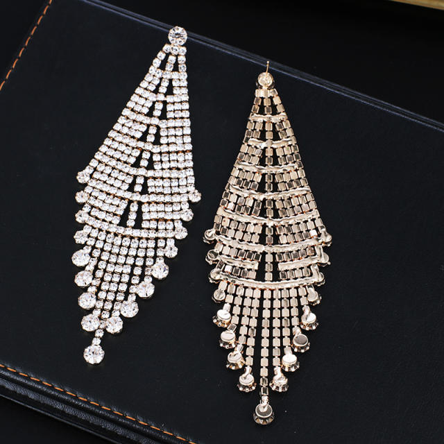 Hot sale pave setting rhinestone bridal earrings