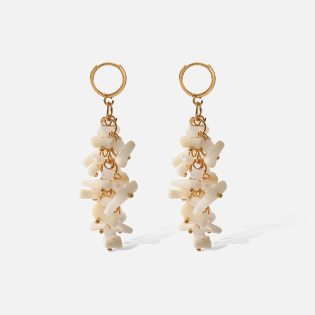 Natural stone beads huggie earrings