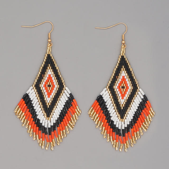 Boho miyuki beaded tassel earrings