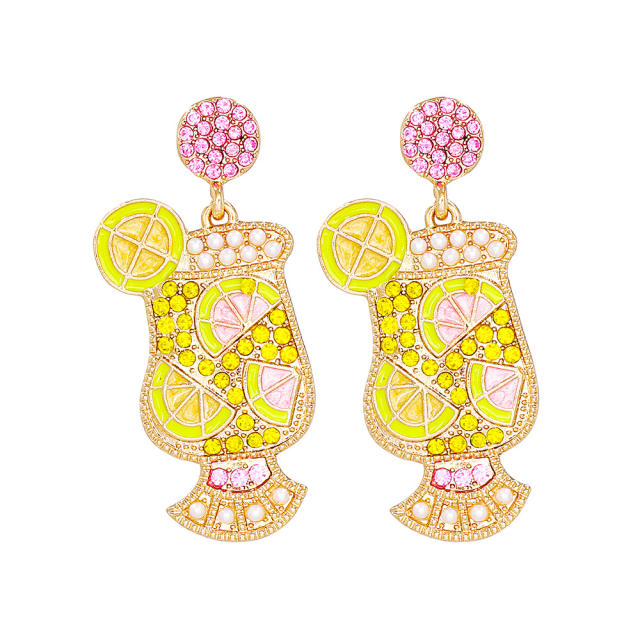 Occident fashion summer fruit lemon tea dangle earrings