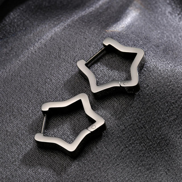 Pentagram glossy stainless steel earrings