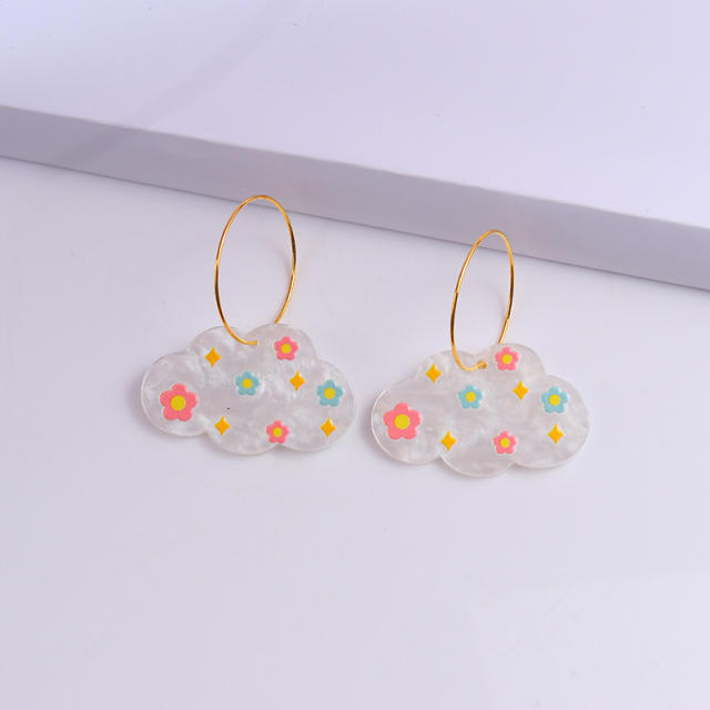 Sweet rabbit flower concise acrylic earrings