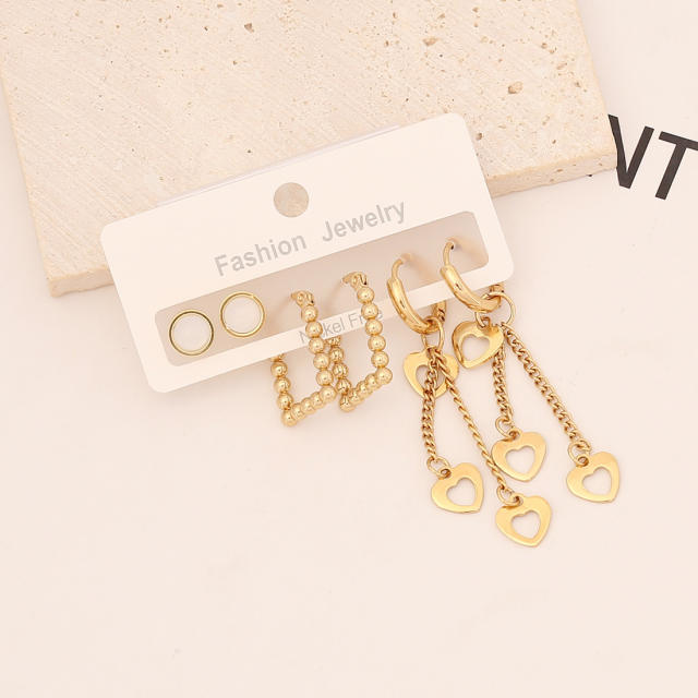 Occident fashion stainless steel earrings set