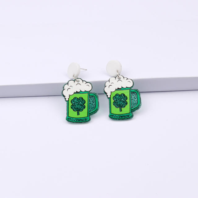 Cute tree deer square acrylic dangle earrings