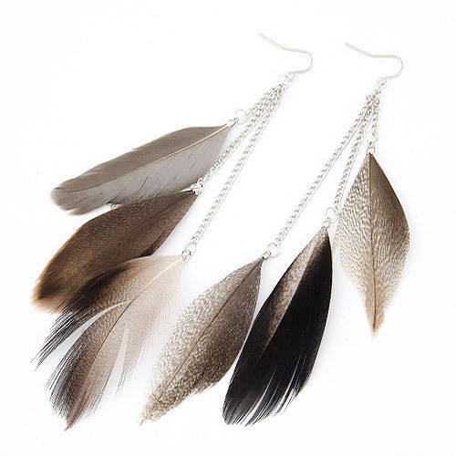 Personality feather tassel earrings