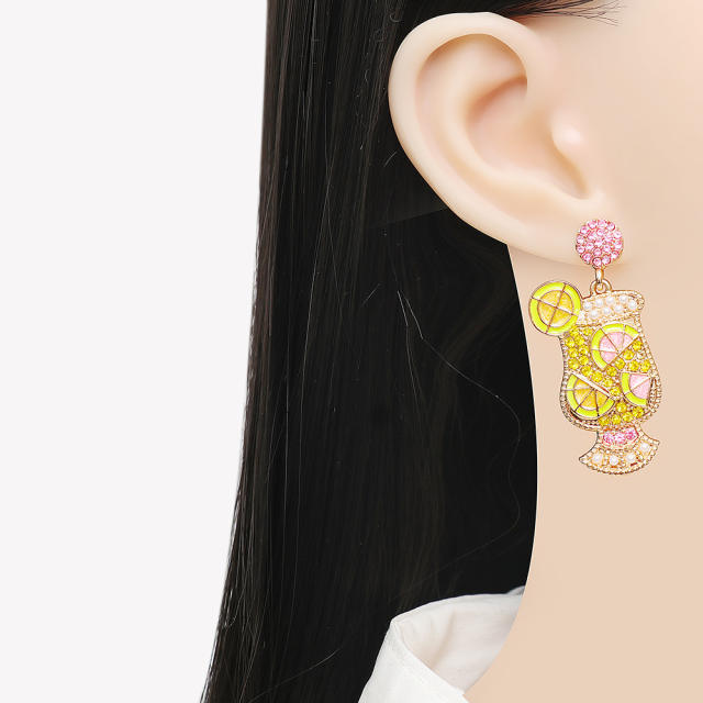 Occident fashion summer fruit lemon tea dangle earrings