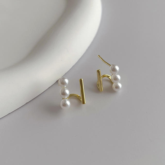 Korean fashion unique pearl two layer women earrings