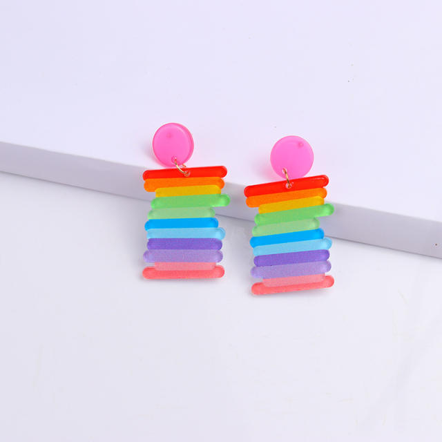 Acrylic butterfly rainbow earrings