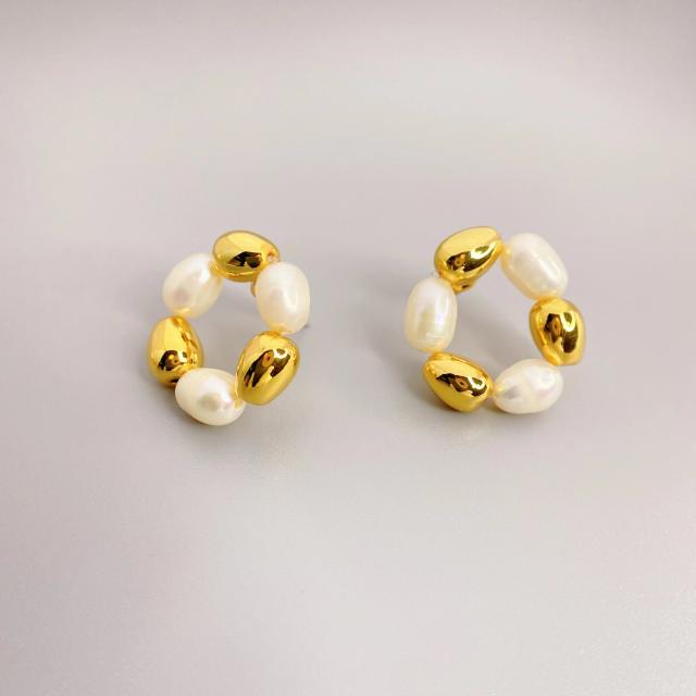 Water pearl beads 18KG copper beads ring ear studs