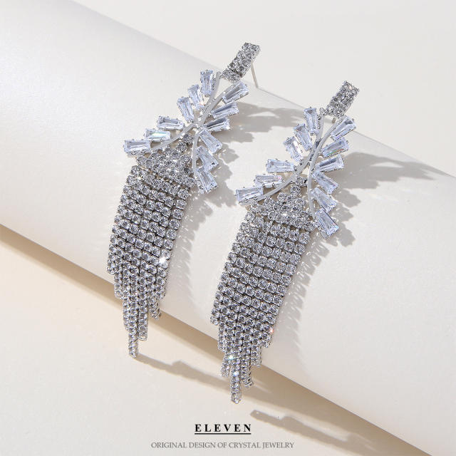 Occident fashion full of rhinestone diamond tassel earrings