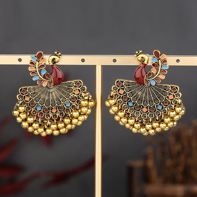 Vintage peacock design jhumka earrings