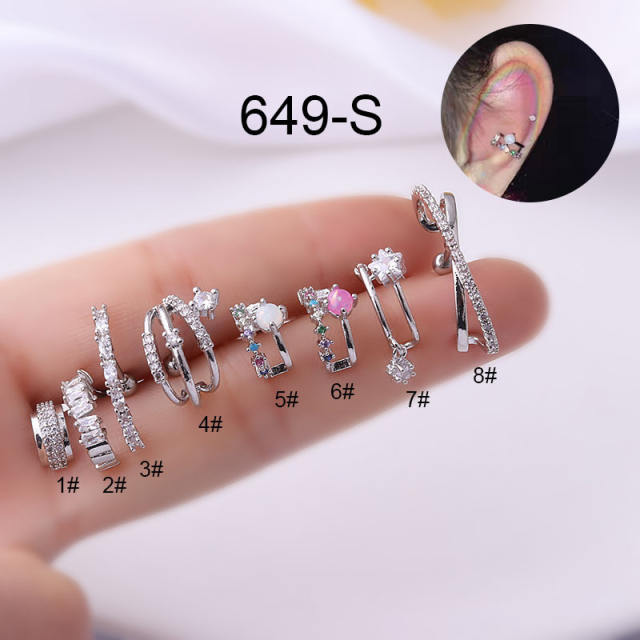 Newa arrival stainless steel needle cubic zircon helix ear studs