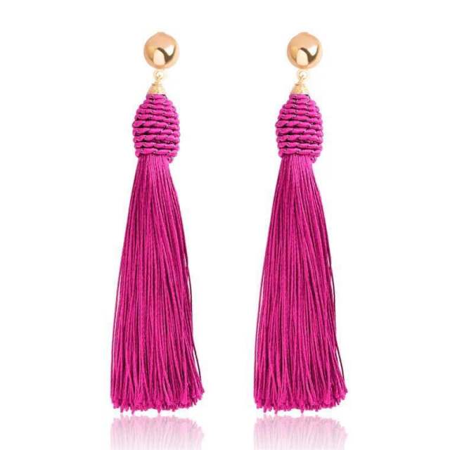 Boho color tassel long earrings