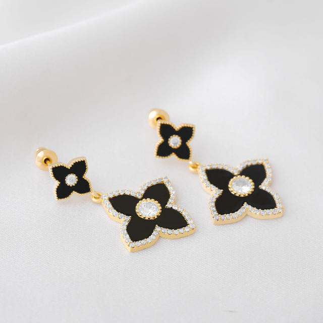 Korean fashion color clover earrings