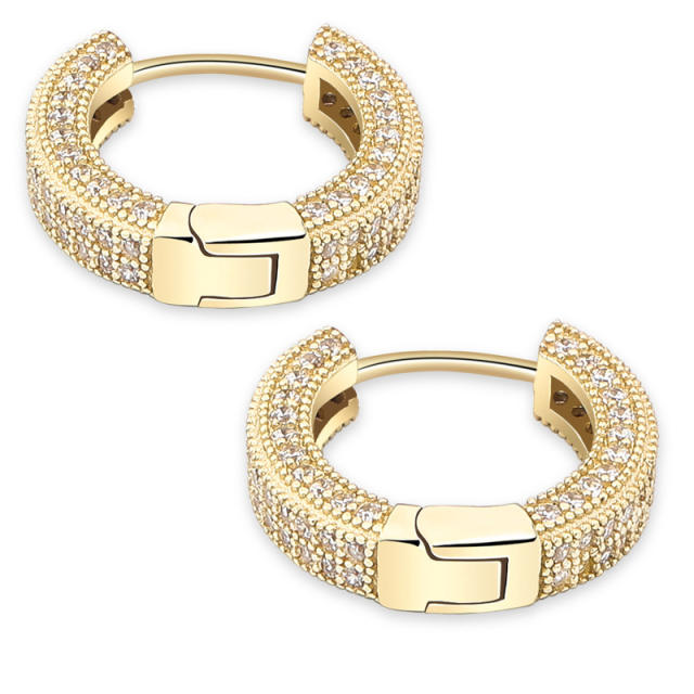 Hip hop zircon huggie earrings