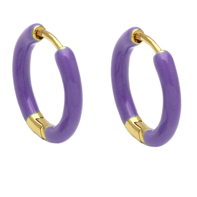 Color enamel huggie earrings small hoop earrings