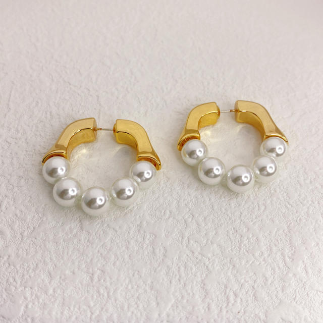 18KG tiger eye beads huggie earrings
