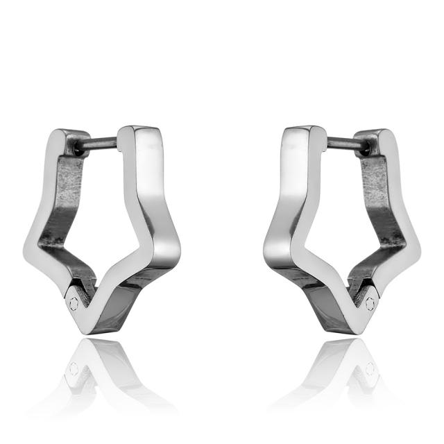 Pentagram glossy stainless steel earrings