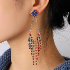 Rhinestone tassel luxury July Fourth earrings