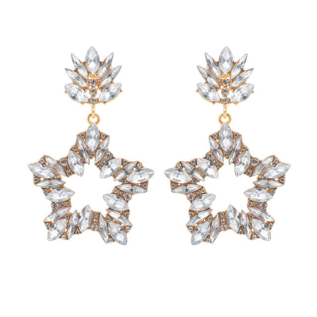 Geometric glass crystal star statement dangle earrings