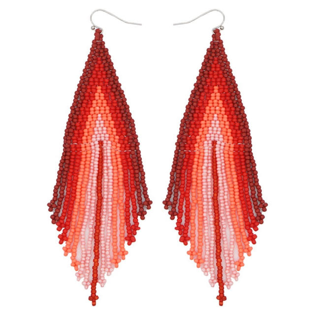 Boho color seed beads tassel earrings