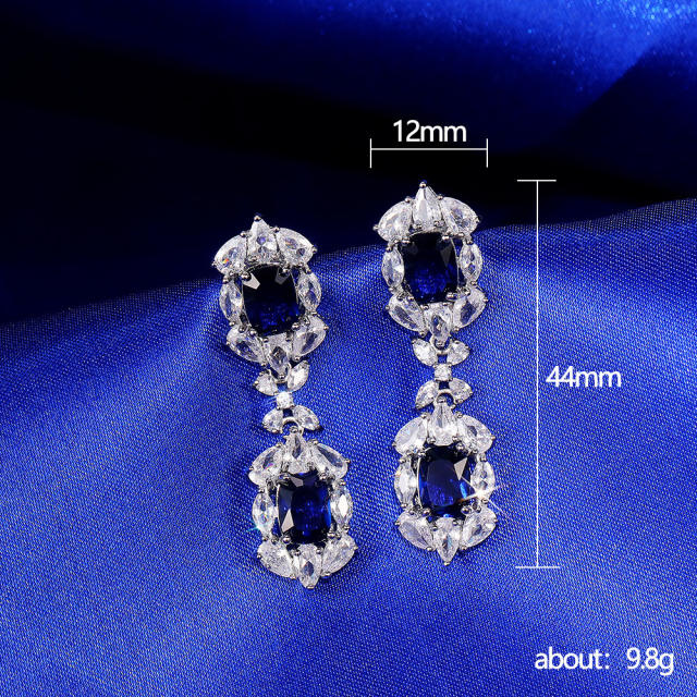 Sapphire cubic zircon delicate drop earrings