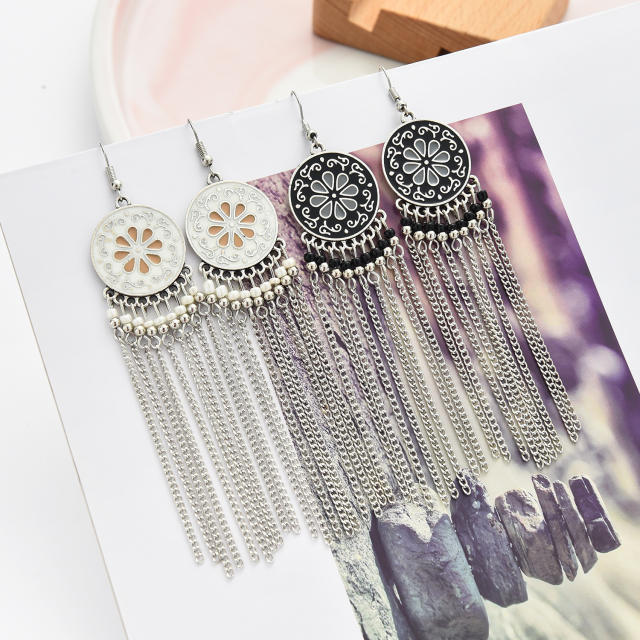 Vintage chain tassel long earrings