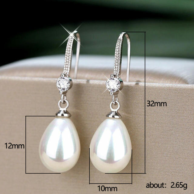 Elegant drop pearl dangle earrings