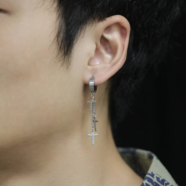 Vintage cross long style tassel earrings
