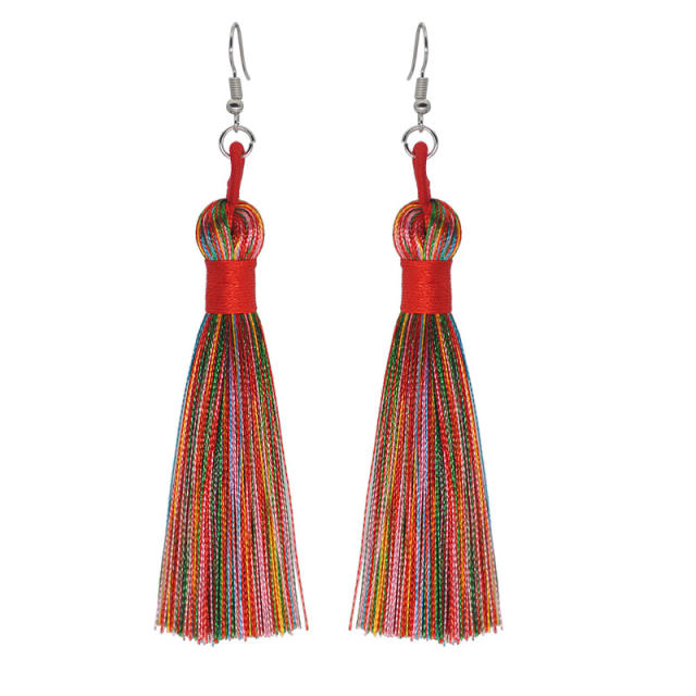 Boho rope tassel long earrings