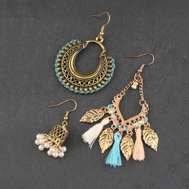 Boho tassel earrings set
