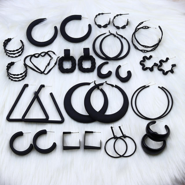 Tiktok hot sale black color series earrings