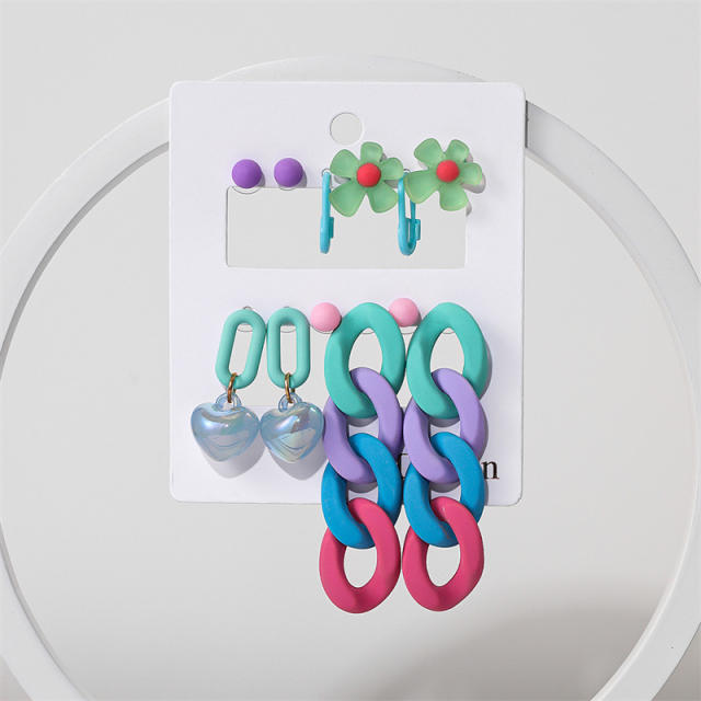 Creative color earrings set