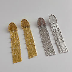 S925 needle 18KG chain tassel earrings