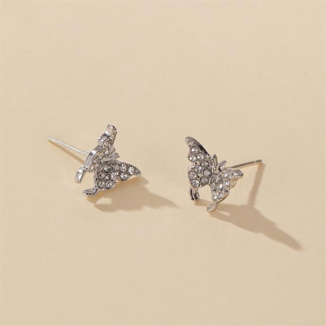 Diamond butterfly ear cuff ear studs