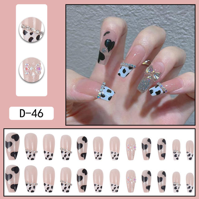 Leopard grain sweet bow false nails