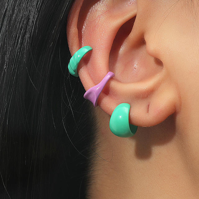 Color enamel c shape ear cuff