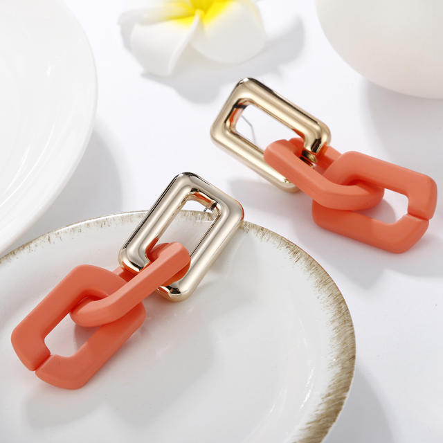 Occident fashion resin chain contrast color earrings