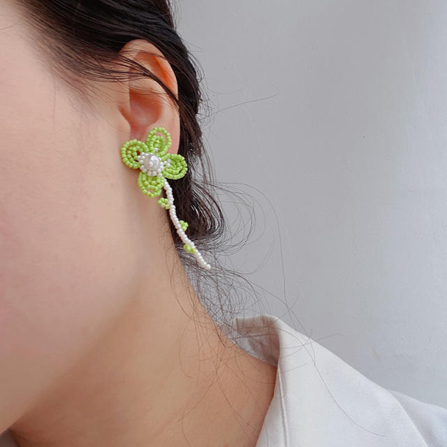 Flower Butterfly asymmetric beaded earrings for Women