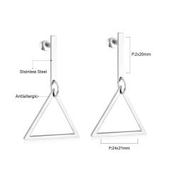 Stainless steel geometric square ring dangle earrings
