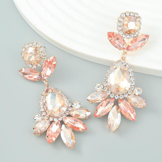 Glass crystal statement colorful earrings