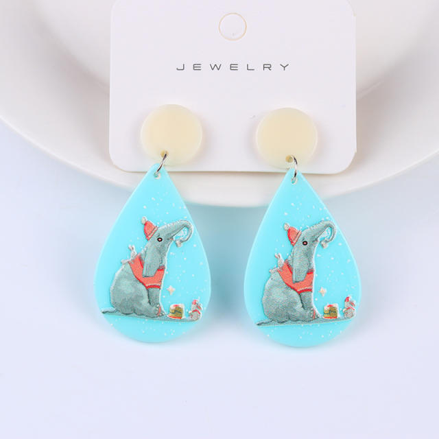 Cute animal design geometric acrylic earrings