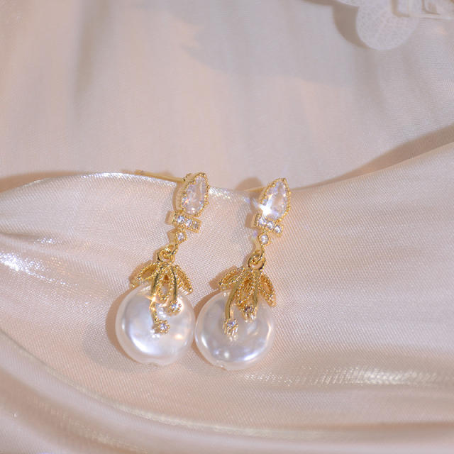 Korean fashion ins Pearl 14KG earrings