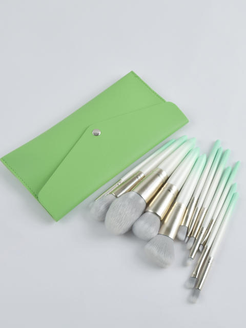 12pcs fresh green color makeup brushes set