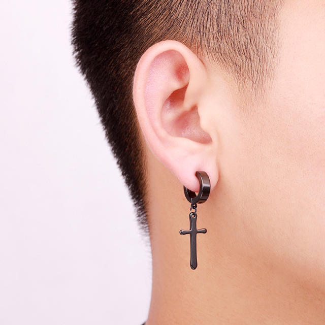 Fashion titanium steel colorful cross earrings