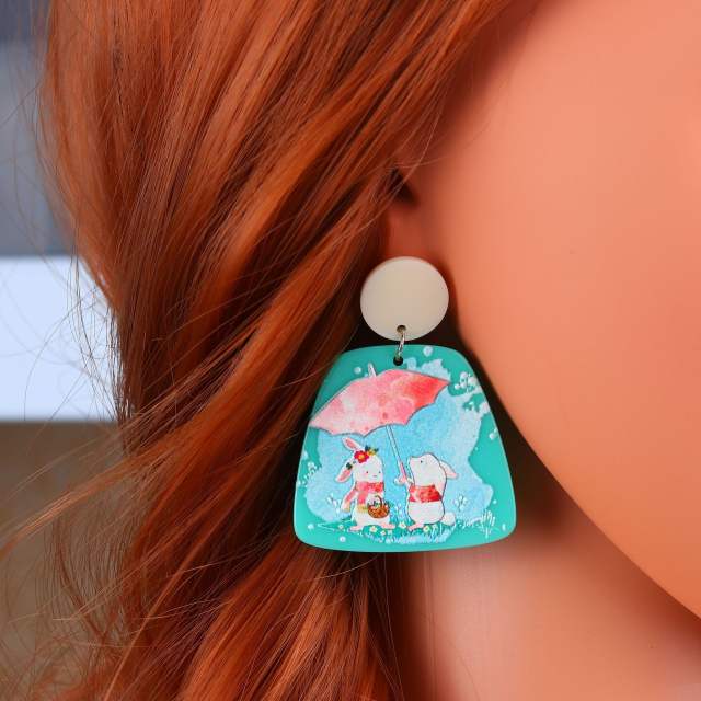 Cute animal design geometric acrylic earrings