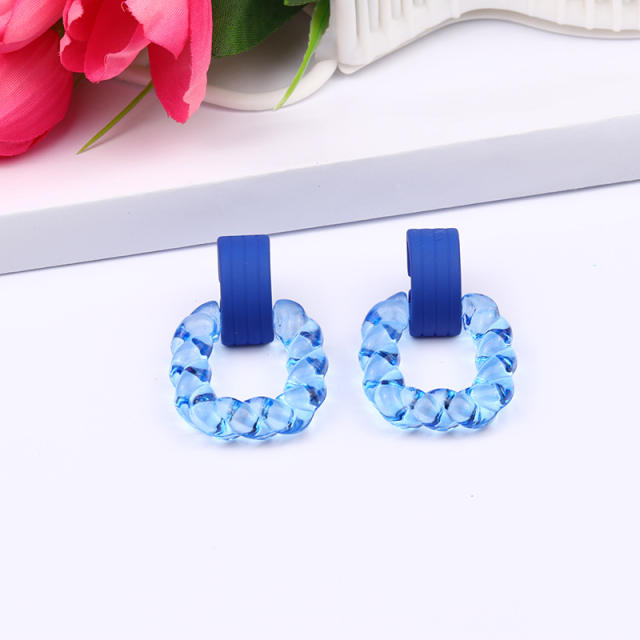 TIKTOK hot sale jelly color acrylic square earrings