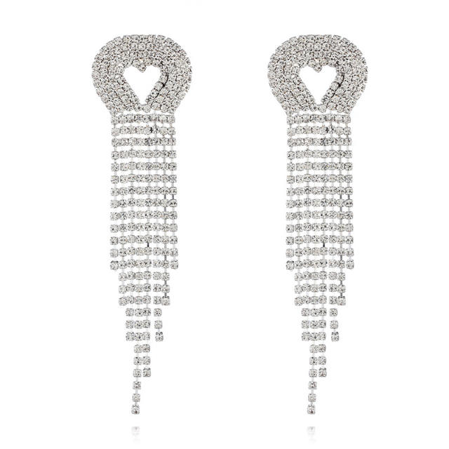 Luxury pave setting rhinestone tassel earrings